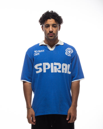 Spiral Knit Polo In Royal Blue