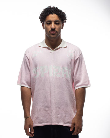 Spiral Knit Polo In Light Pink