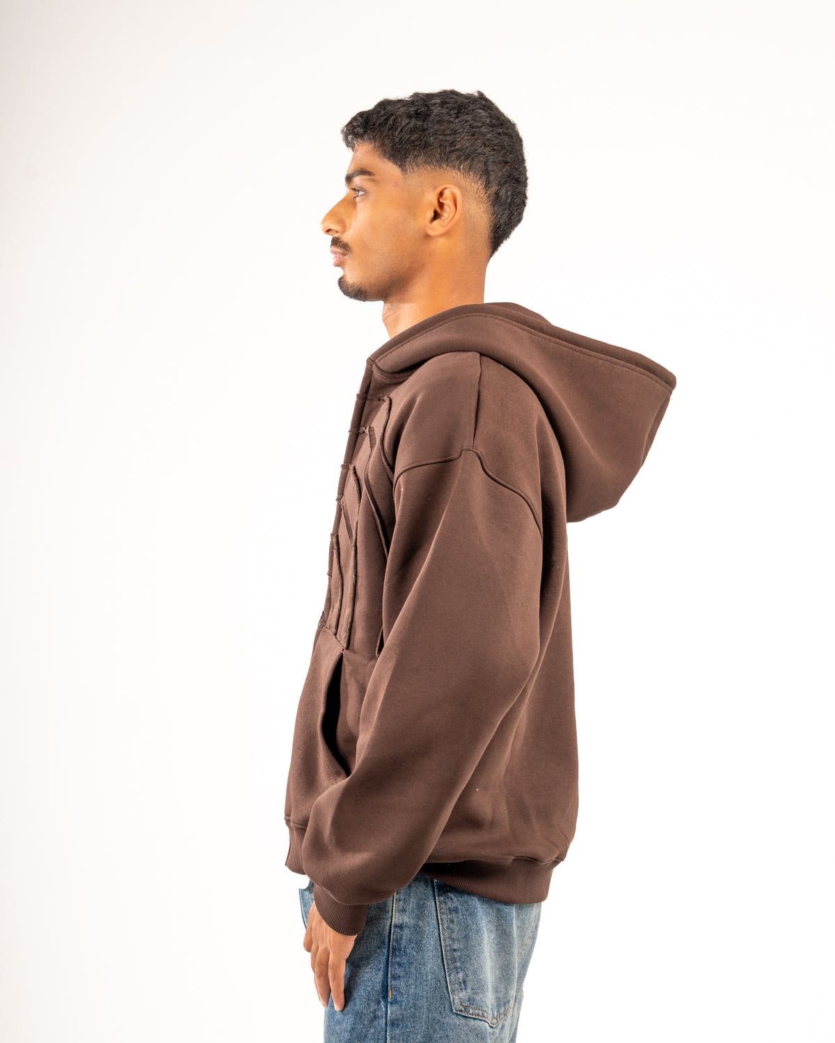 SPIRAL-SPLIT BROWN FULL ZIP-UP