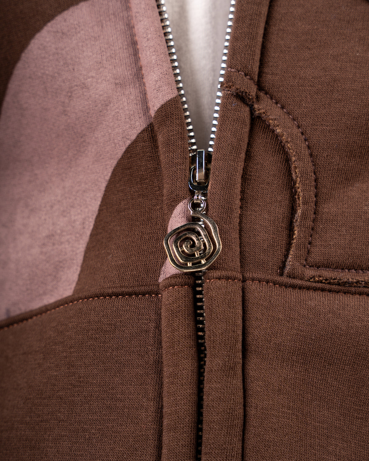 SPIRAL-SPLIT BROWN FULL ZIP-UP