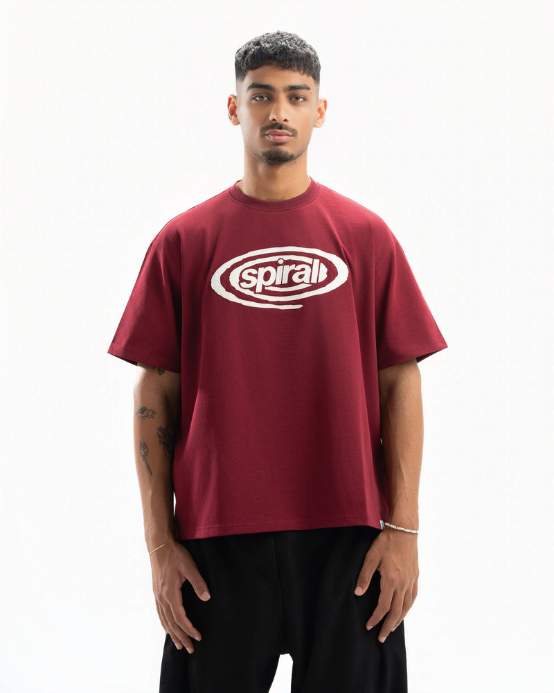 Spiral Essential T-Shirt in Burgundy