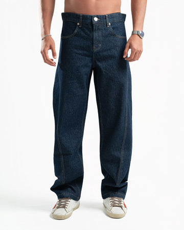 Spiral Stripe Jeans Dark Blue