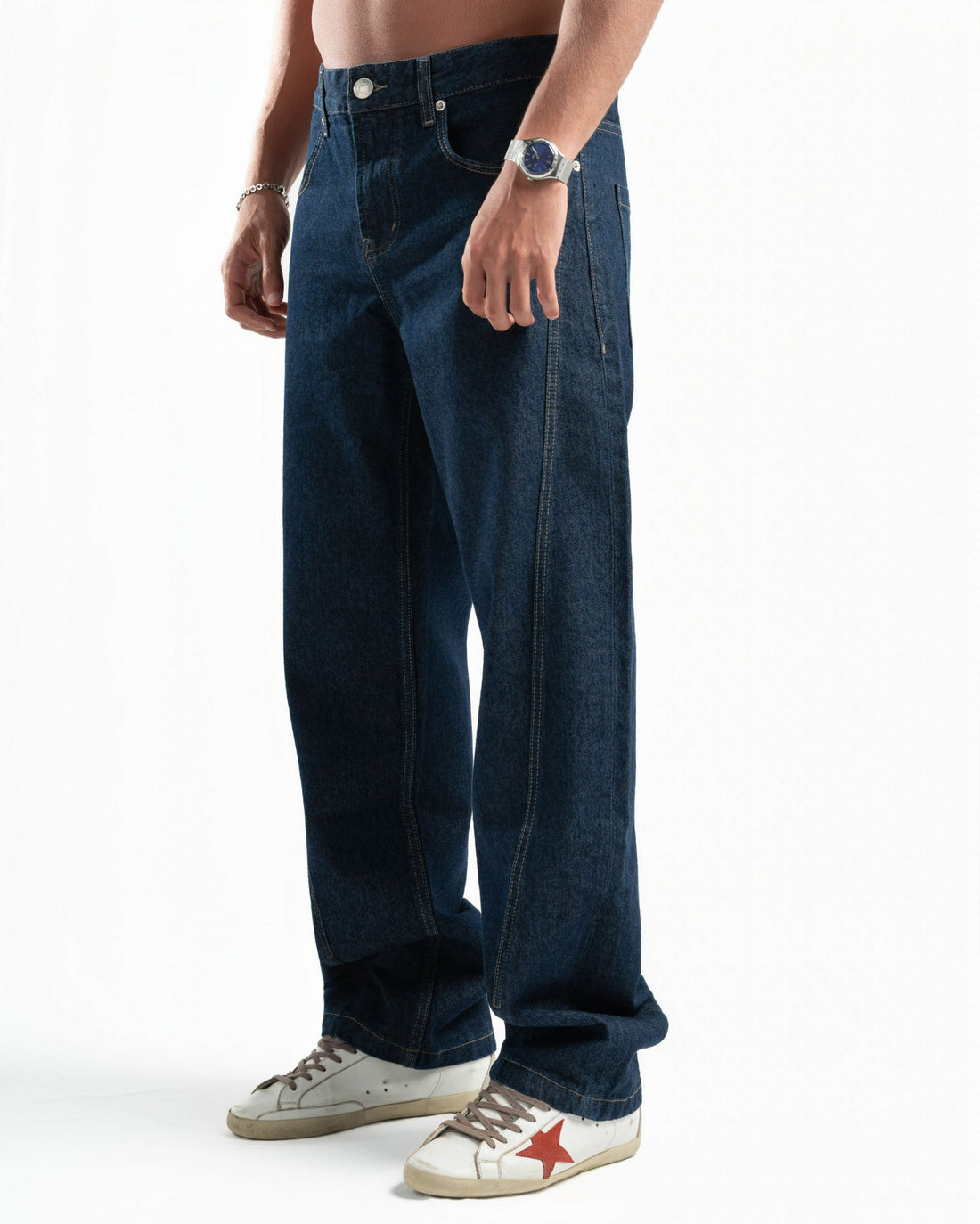Spiral Stripe Jeans Dark Blue