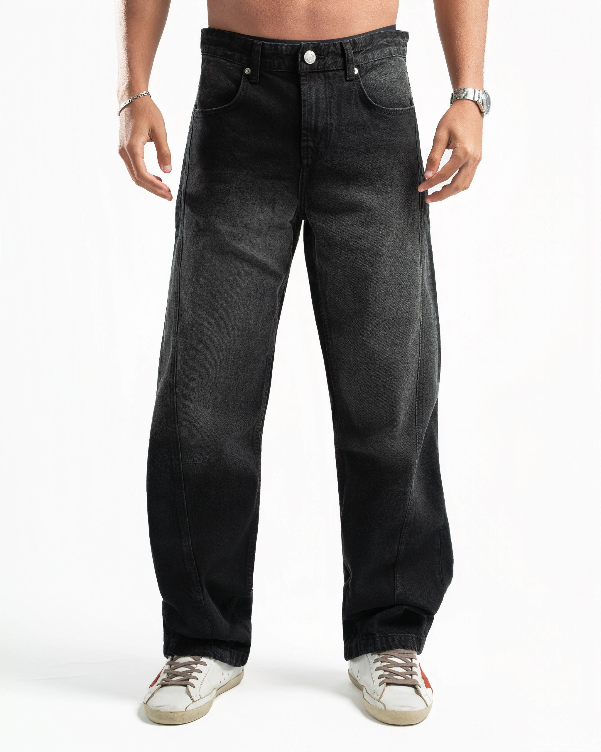 Spiral Stripe Jeans Black