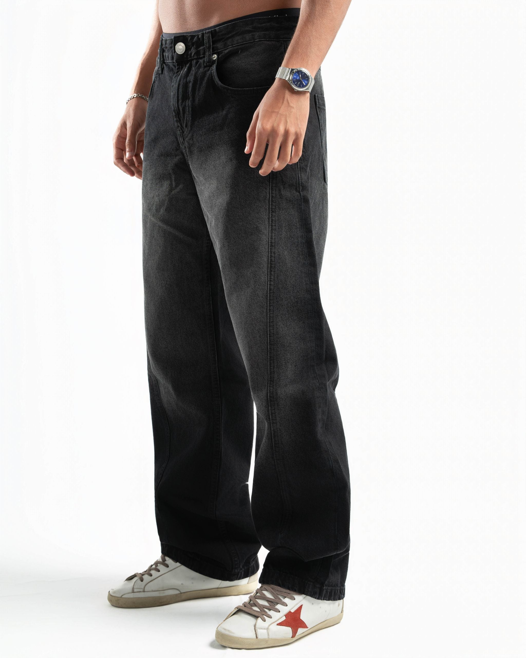 Spiral Stripe Jeans Black