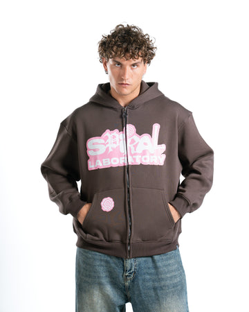 LABORATORY BROWN FULL ZIP-UP