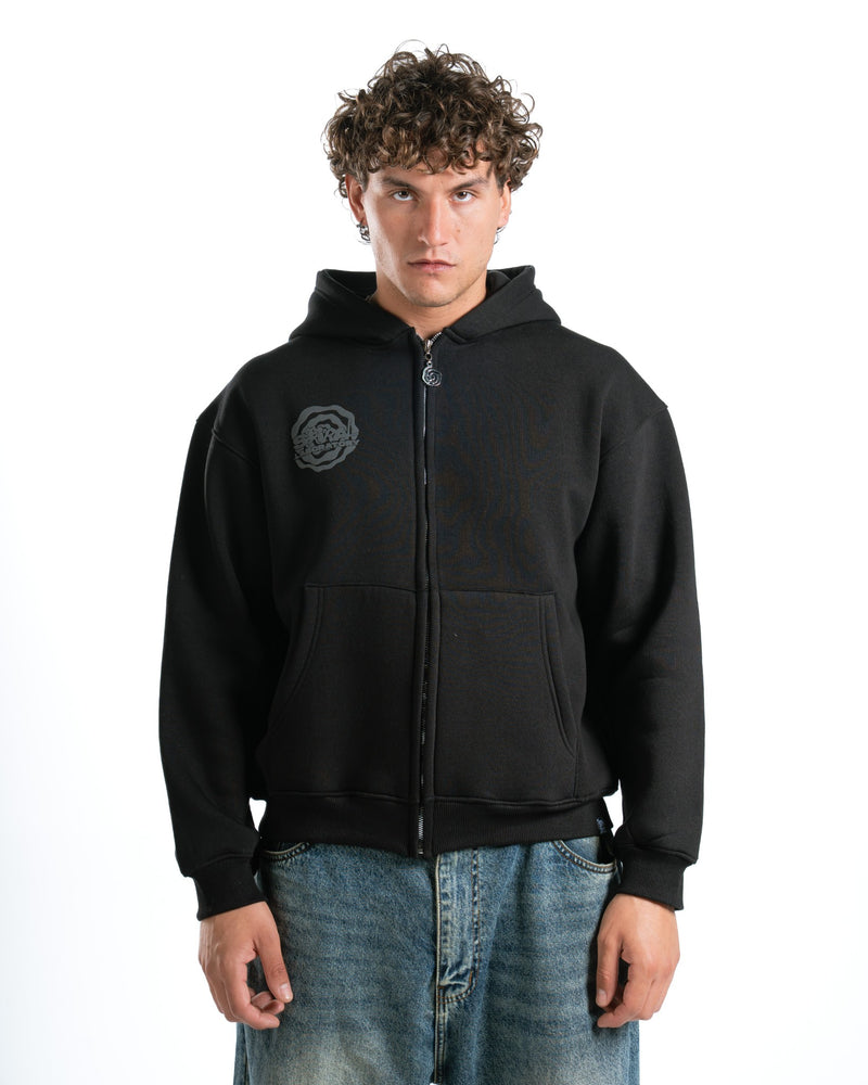 EMBOSS BLACK FULL ZIP-UP