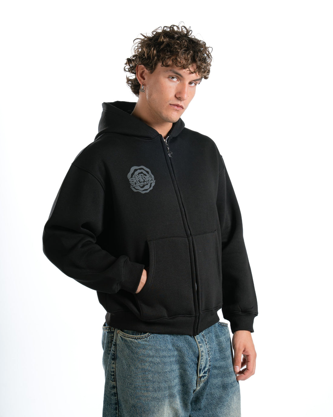 EMBOSS BLACK FULL ZIP-UP