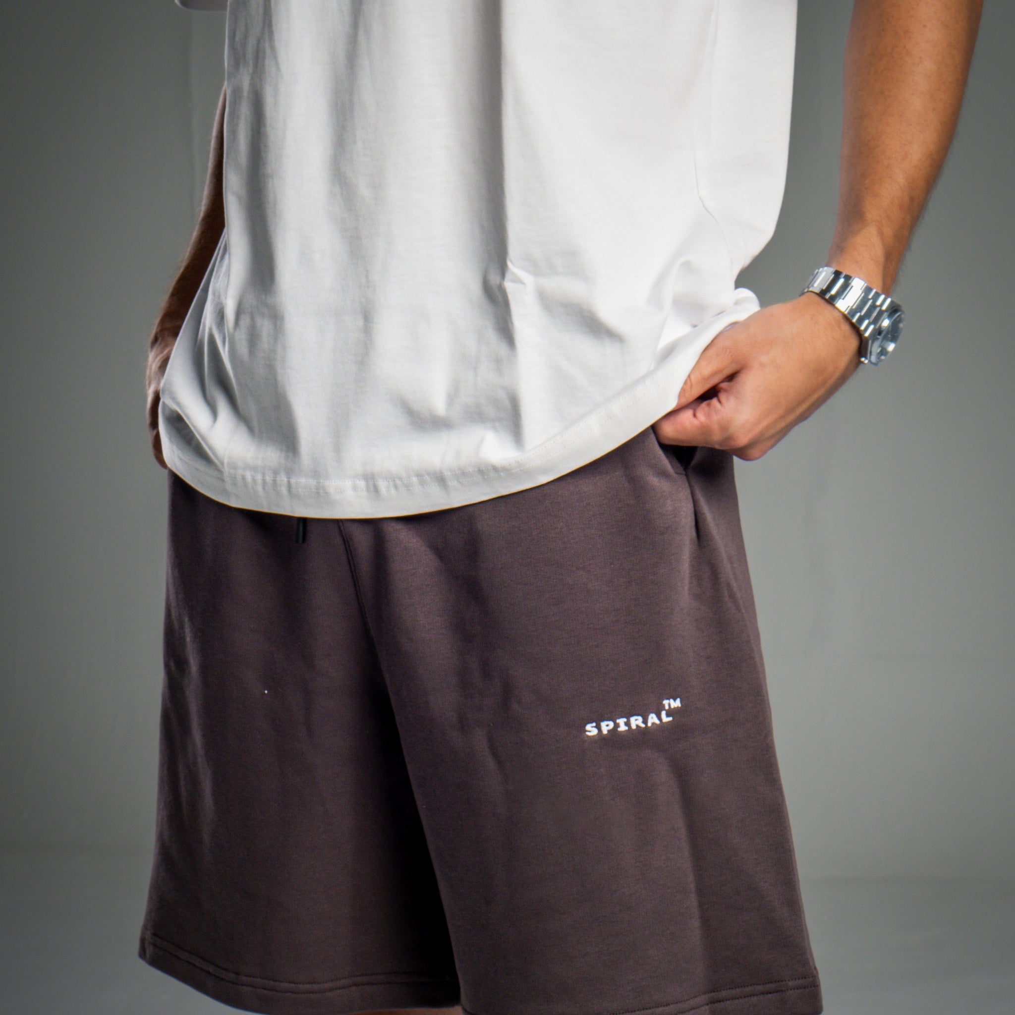 Spiral Comfy Shorts In Dark Grey