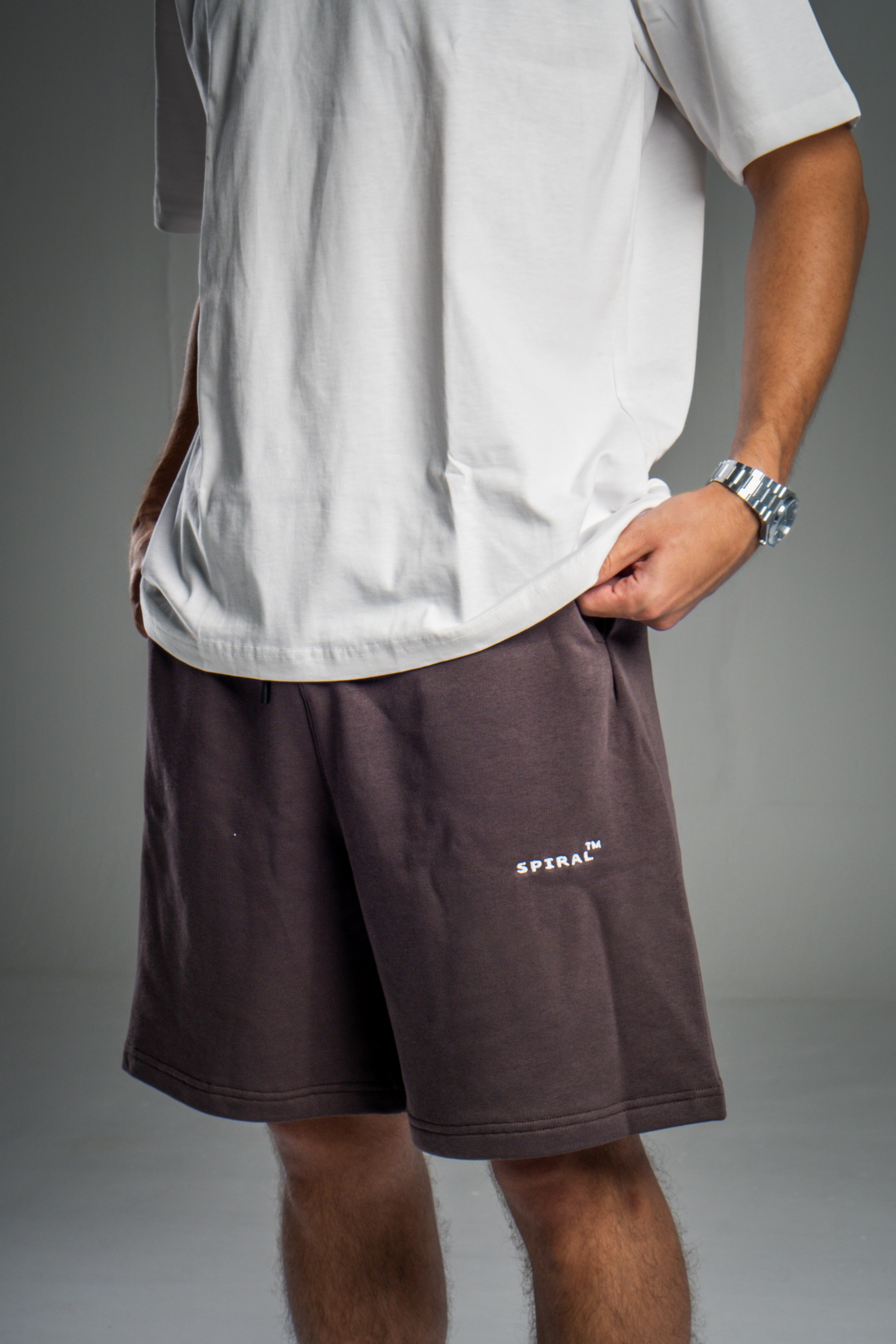 Spiral Comfy Shorts In Dark Grey