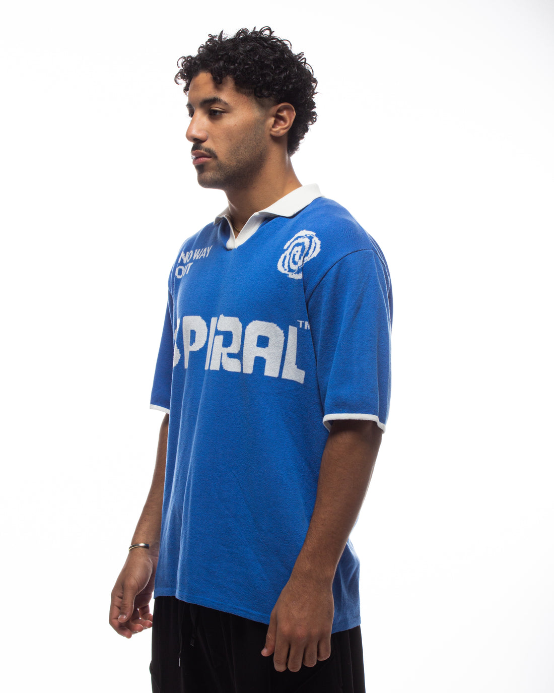 Spiral Knit Polo In Royal Blue